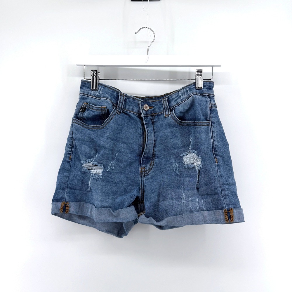 KanCan Denim Shorts Distressed 27 Blue Women High Waisted Jean‎ Shorts Cuffed